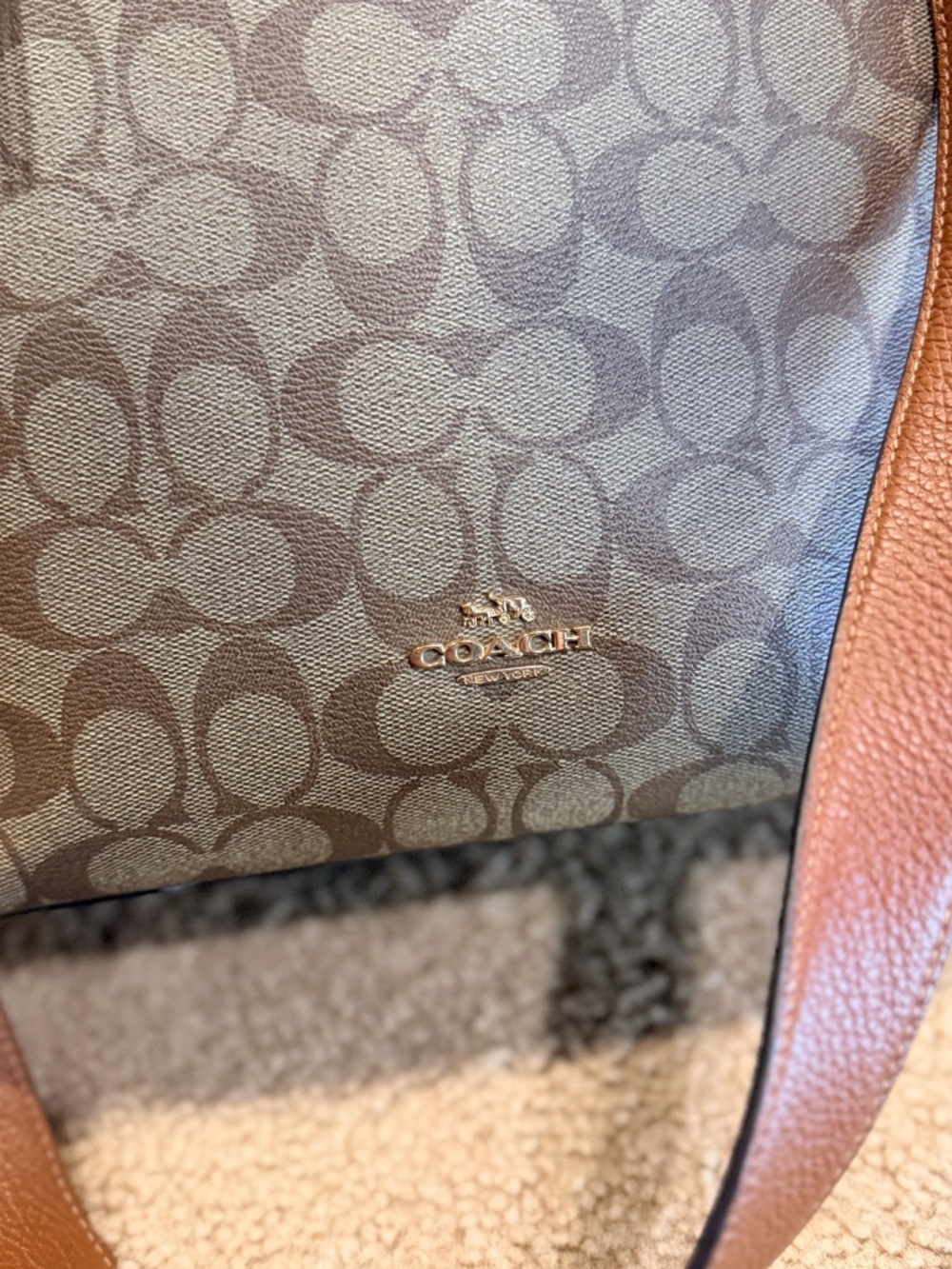 COACH Pennie Shoulder Bag in Signature Canvas Khaki Saddle C2819 - Picture 4 of 16